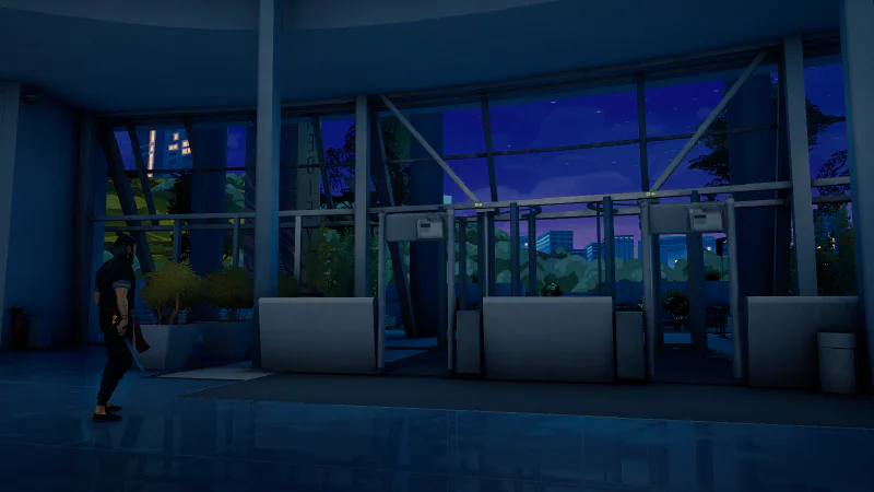 Sifu - lobby moderno al atardecer